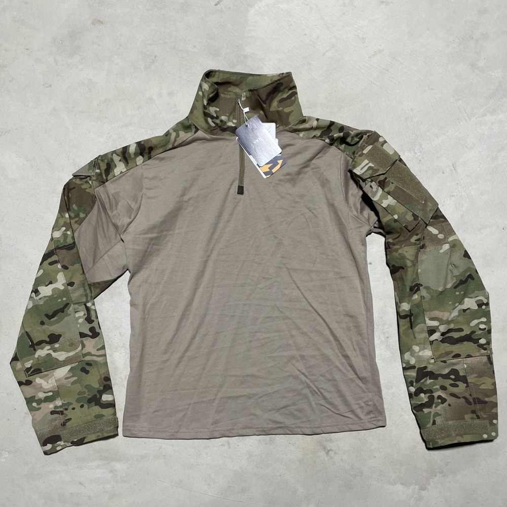 Men's Multicam Idogear Tactical Shirt Stretch Military Brown S 1/4 Zip Fitted